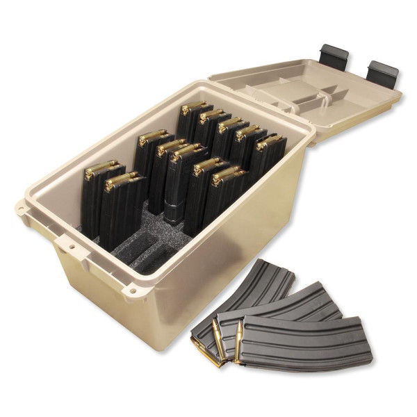 MTM Tactical Magazine Can 15-magazine box for AR-15. Color: Sand.