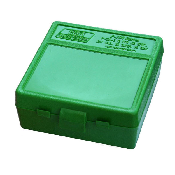 Коробка для набоїв MTM кал. 7,62 x25; 5,7 x28; 357 Mag. Кількість – 100 шт. Колір – зелений