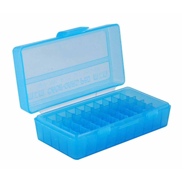 MTM 9mm 380 ACP Ammo Box. 50 pcs. Blue.