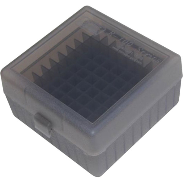 MTM 308 Win. 100-piece cartridge box. Color: smoky.
