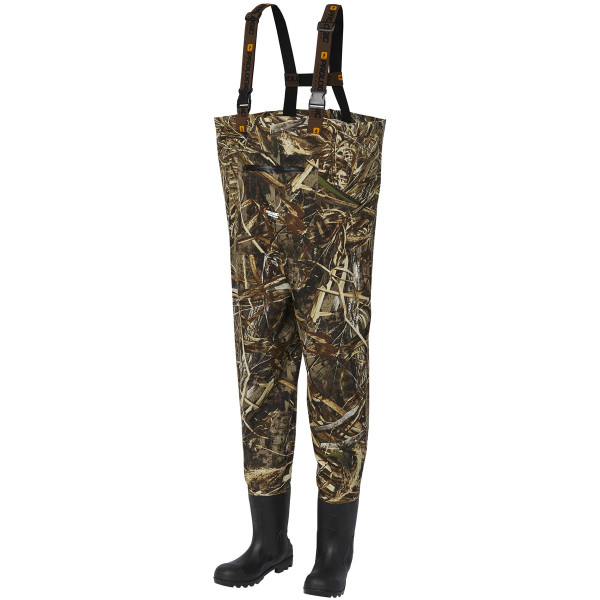 Prologic Max5 Taslan Chest Wader Bootfoot Cleated XXL 46/47-11/12 sizes 61cm x 97cm x 154.5cm c:camo