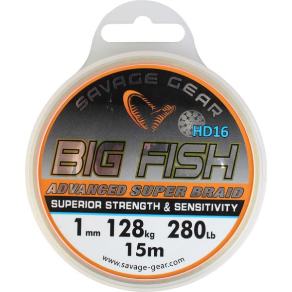 Шнур плетений Savage Gear Big Fish HD16 15m 1mm 280lbs 128kg Neutral