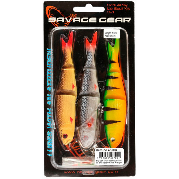 Силікон Savage Gear Soft 4Play 130mm Lip Scull kit Roach / Rudd / Firetiger (3+1 шт