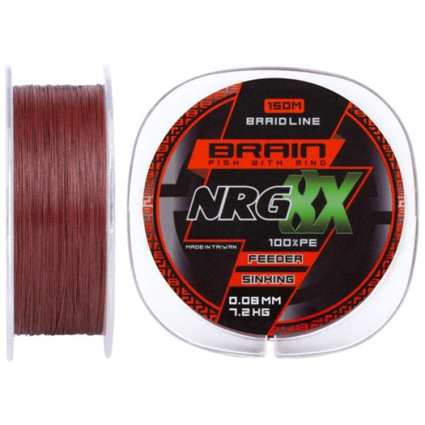 Шнур Brain NRG 8X sinking, 150м, 0.08мм 7.2kg ц:brown