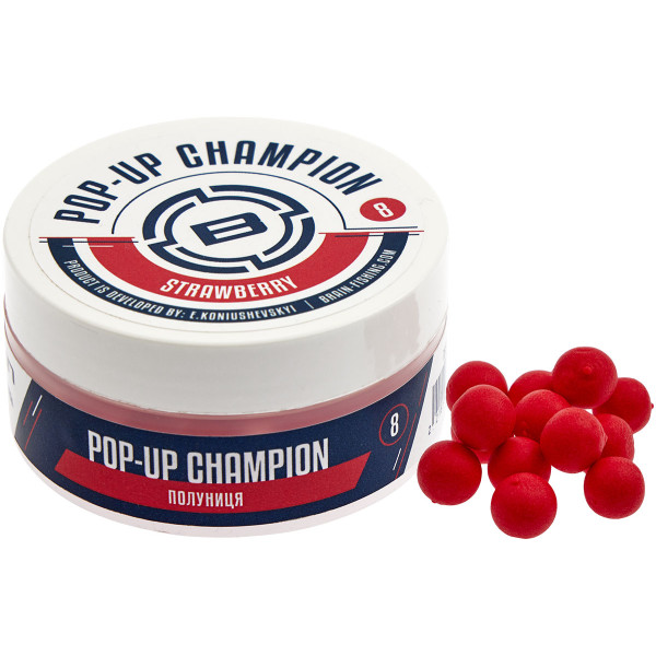 Brain Champion Pop-Up Strawberry Boilies 10mm 34g
