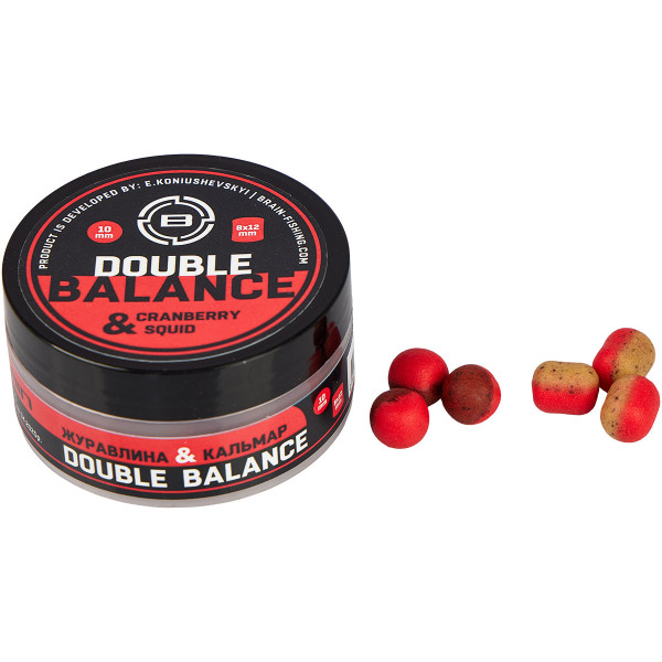 Brain Double Balance Cranberry & Squid Boilies 10+8x12mm