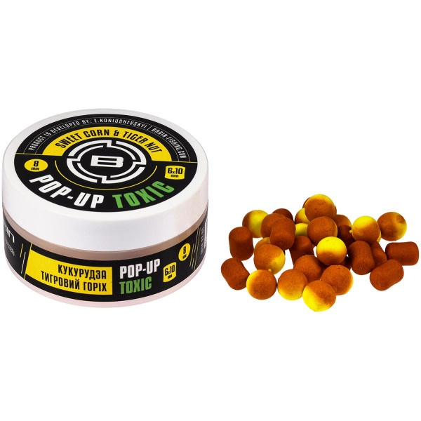 Brain Toxic Pop-Up Sweet Corn & Tiger Nut Boilies (8mm + 6x10mm, 34g)