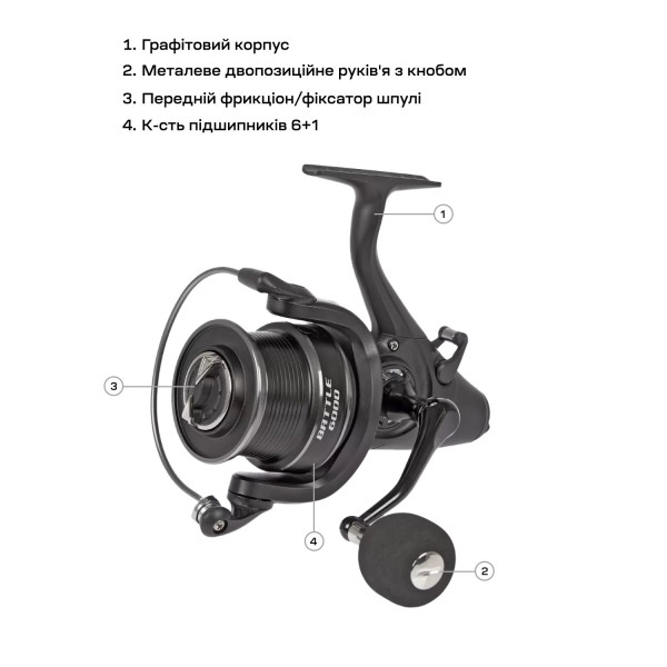 Котушка Brain Battle 7000, 5.1:1, 6+1BB Screw Handle