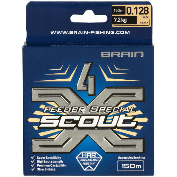 Шнур Brain Scout 4X 150м (camo) 0.128mm 7.2kg