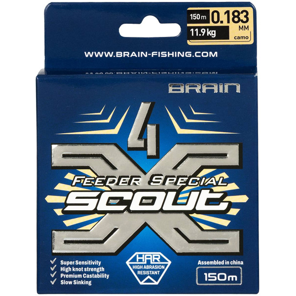 Шнур Brain Scout 4X 150м (camo) 0.183мм 11.9kg