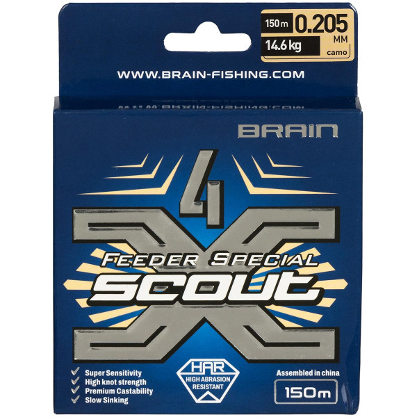 Шнур Brain Scout 4X 150м (camo) 0.205мм 14,6kg