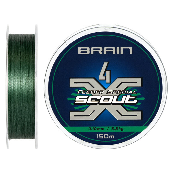 Шнур Brain Scout 4X 150м (deep green) 0.100mm 5.8kg