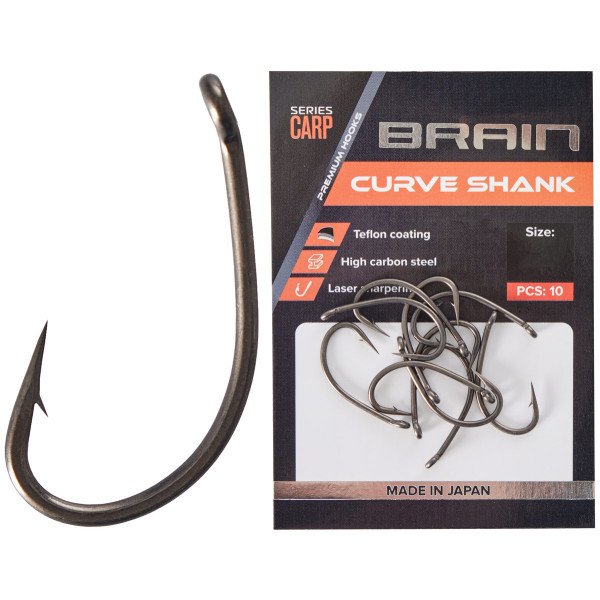 Brain Curve Shank 1 Hook, 8 pcs/pack