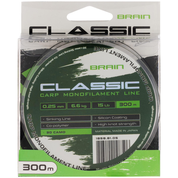 Лісочка Brain Classic Carp Line 3D (camo) 300m 0.25mm 15lb 6.6kg