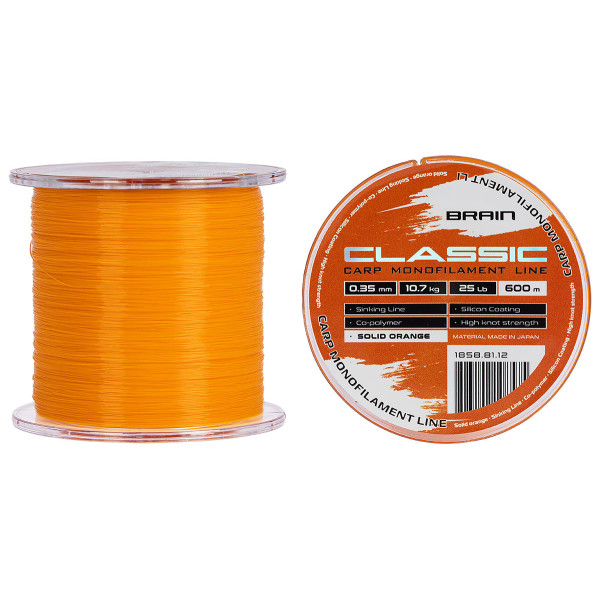 Brain Classic Carp Line (solid orange) 600m 0.35mm 25lb 10.7kg