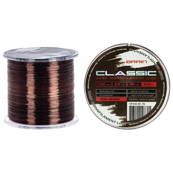 Brain Classic Carp Line (dark brown) 600m 0.30mm 20lb 8.8kg
