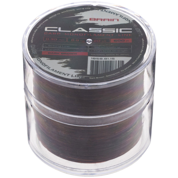 Brain Classic Carp Line (dark brown) 600m 0.30mm 20lb 8.8kg