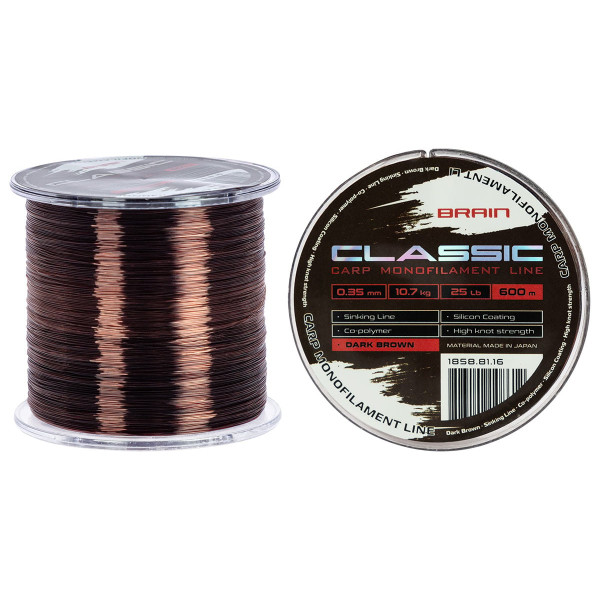 Лісочка Brain Classic Carp Line (Dark Brown) 600m 0.35mm 25lb 10.7kg