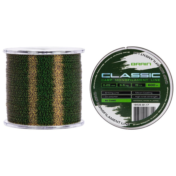 Brain Classic Carp Line 3D (camo) 600m 0.25mm 15lb 6.6kg