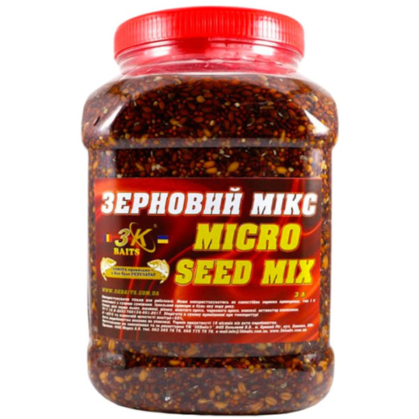 Grain mixture 3KBaits Grain Mix Micro Seed Mix (natural) bucket/can 3 l