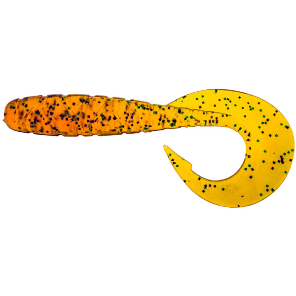 FishUP Mighty Grub 3.5" Silicone #036 - Caramel/Green & Black (7 pcs/pack)