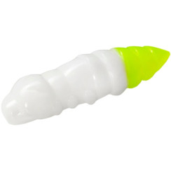 Silicone FishUP Pupa 1.5" cheese taste #131 - White/Hot Chartreuse (8pcs/pack)