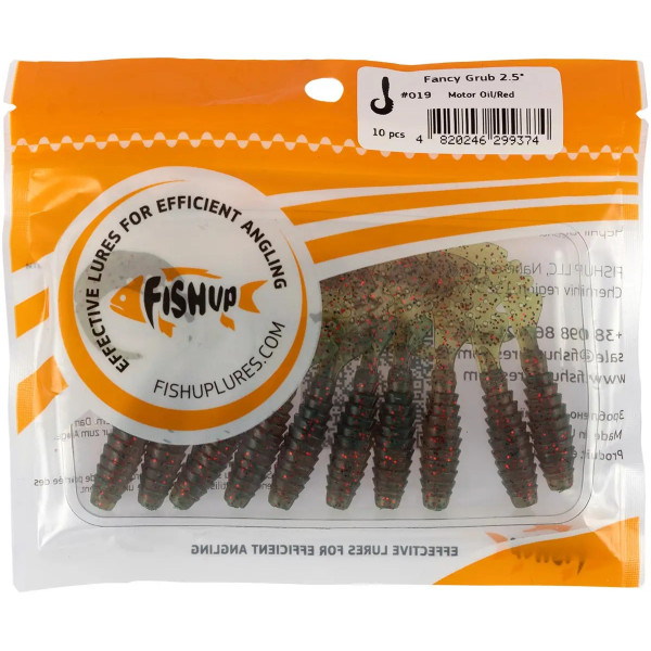 Силікон FishUP Fancy Grub 2.5" #019 - Motor Oil/Red (10шт/уп)