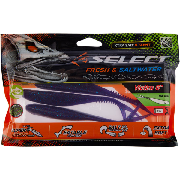 Silicone Select Victim V-Tail 6" #800 (3 pcs/pack)