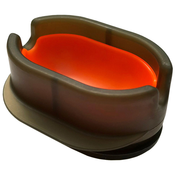 Orange plastic mold with a button
