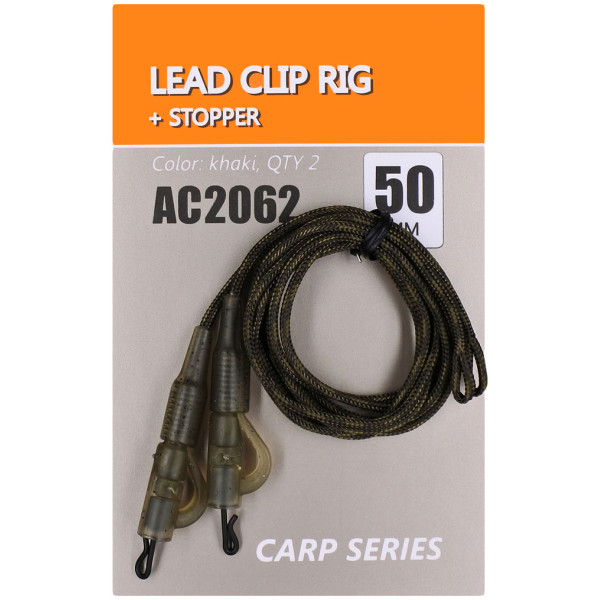 Installation Orange Lead Clip Rig+Stopper 50cm (2pcs/pack)