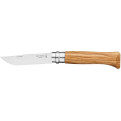 Opinel No. 8 Inox knife. Olive wood handle.