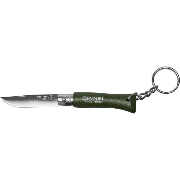 Opinel Keychain No. 4 Inox knife. Color: green