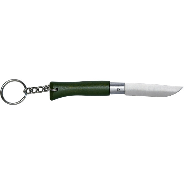 Opinel Keychain No. 4 Inox knife. Color: green