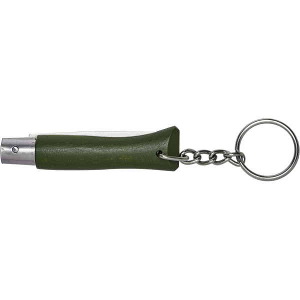 Opinel Keychain No. 4 Inox knife. Color: green