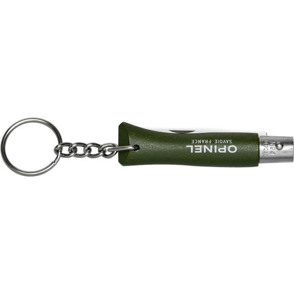 Opinel Keychain No. 4 Inox knife. Color: green