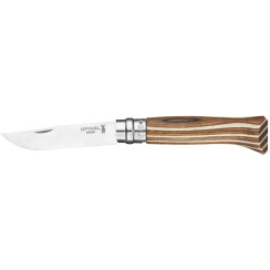 Opinel No. 8 VRI Laminated Knife. Brown.