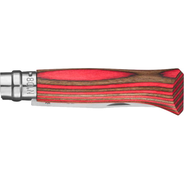 Opinel No. 8 VRI Laminated Knife. Color: Red