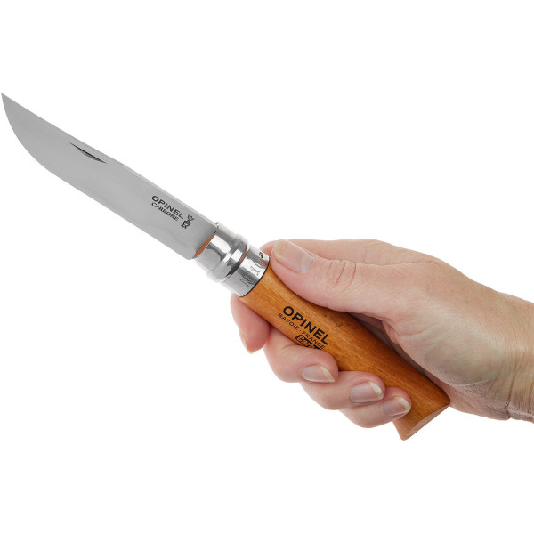 Opinel No. 10 Carbone knife. Beech