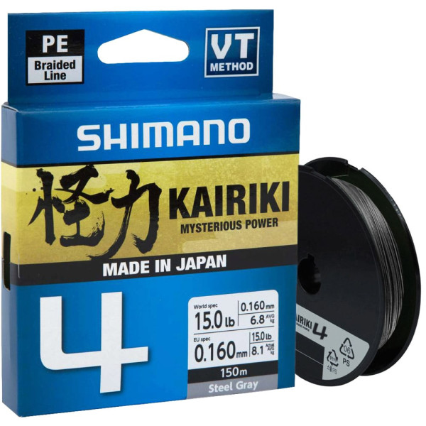 Шнур Shimano Kairiki 4 PE (Steel Gray) 150м 0.23мм 18.6kg