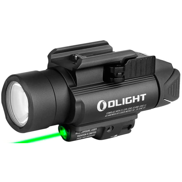 Olight Baldr Pro Black Flashlight with Laser Designator. Green Laser Designator.