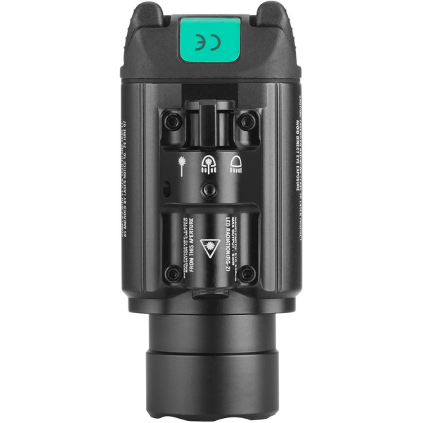 Olight Baldr Pro Black Flashlight with Laser Designator. Green Laser Designator.