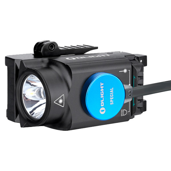 Olight Baldr Mini Black Flashlight with Laser Designator. Green Laser Designator.