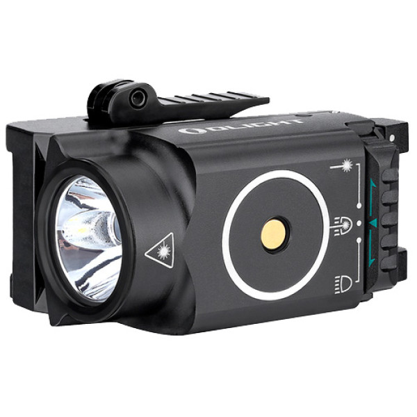 Olight Baldr Mini Black Flashlight with Laser Designator. Green Laser Designator.