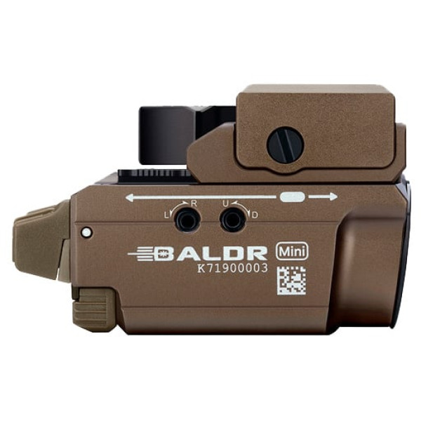 Ліхтар із ЛЦУ Olight Baldr Mini Desert Tan. Зелений ЛЦУ