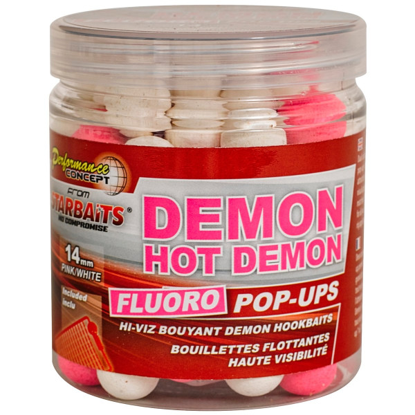 Boilies Starbaits Fluo Pop-Ups Hot Demon 14mm 80gr