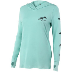 Реглан Pelagic Ultratek Hooded Fishing Shirt Gyotaku - Women`s. M. Turquoise
