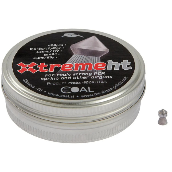 Coal Xtreme HT airgun pellets. Caliber 4.5 mm. Weight - 0.675 g. 400 pcs/pack.