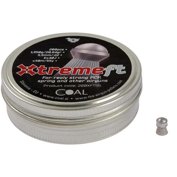 Coal Xtreme FT airsoft pellets. Caliber 5.5 mm. Weight - 1.35 g. 200 pcs/pack.