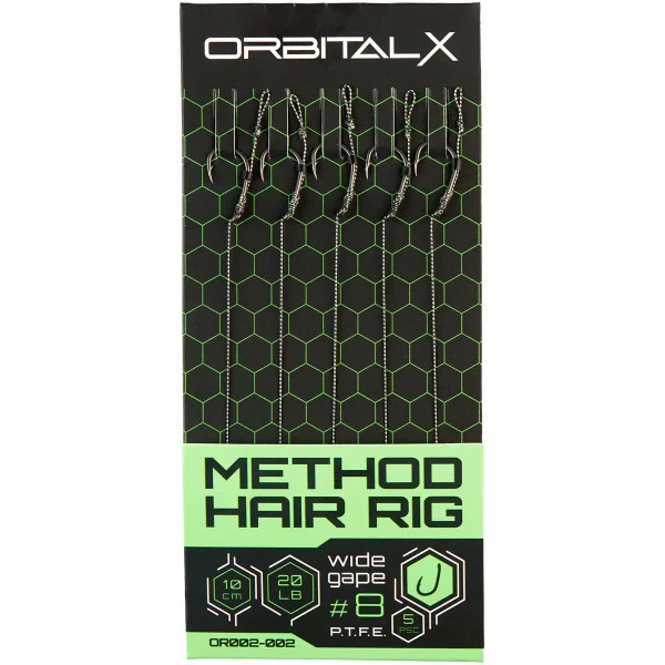 Leash OrbitalX Method Hair Rig Wide Gape #6 20lb 10cm (5pcs/pack) c: camo