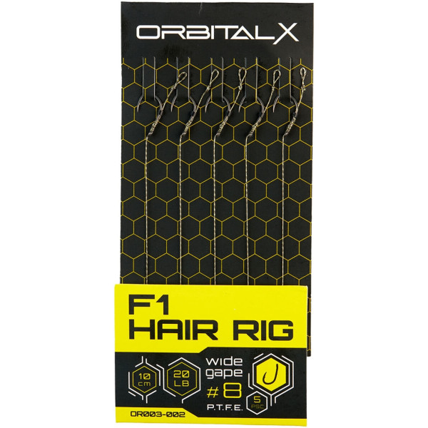 Leash OrbitalX F1 Hair Rig Wide Gape #8 20lb 10cm (5pcs/pack) c:weed